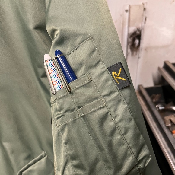 Men’s large Vietnam vet patchwork green orange inside jacket - Picture 7 of 10